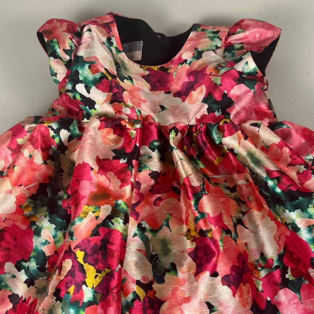Pastourelle by Pippa & Julie Satin Floral Full Skirt‎ Dress sz 2T EUC